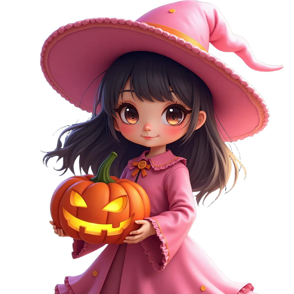 Halloween Witch with Pumpkin